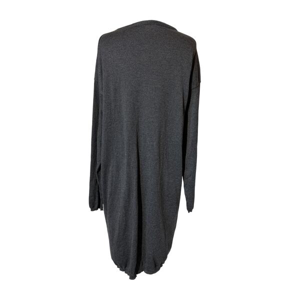 J Jill Wool Blend Longline Cardigan Sweater Gray Pockets Open 3 Button Detail XL - Picture 5 of 14